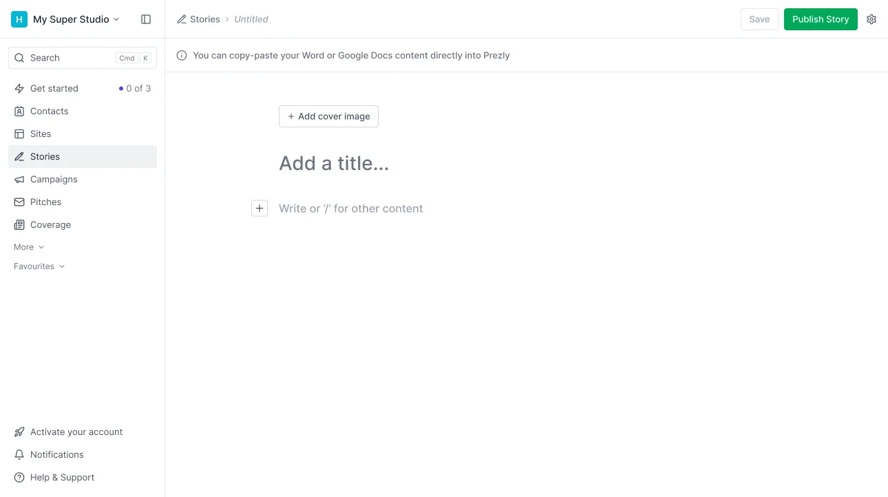 New story editor