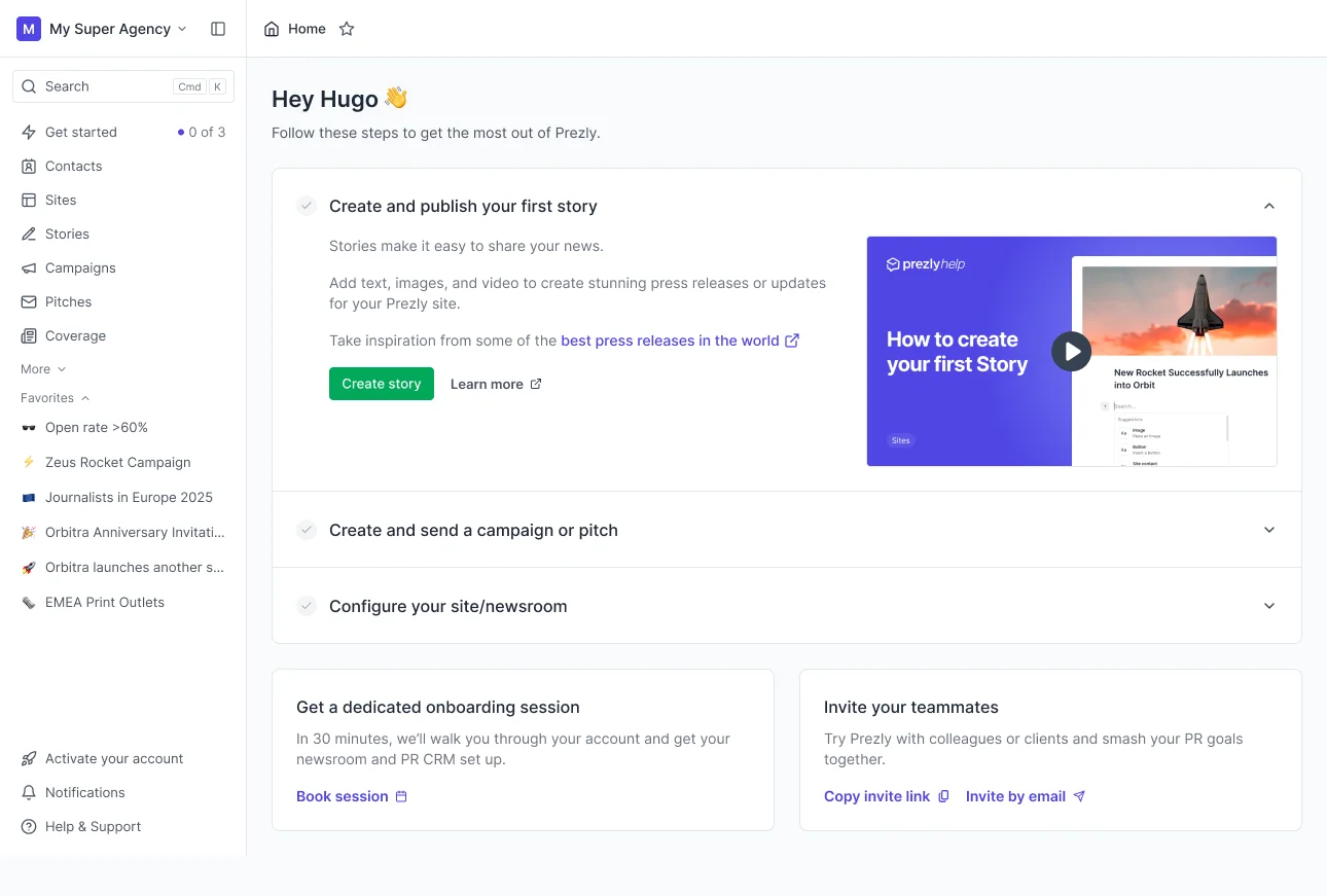 New trial dashboard